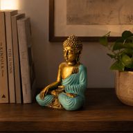 Bouddha bleu sarcelle et doré - Grand