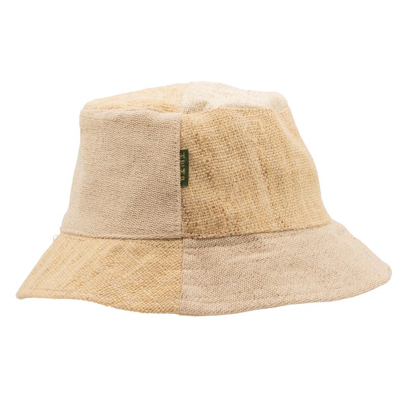 Chapeau boho de festival patché en chanvre et coton - naturel