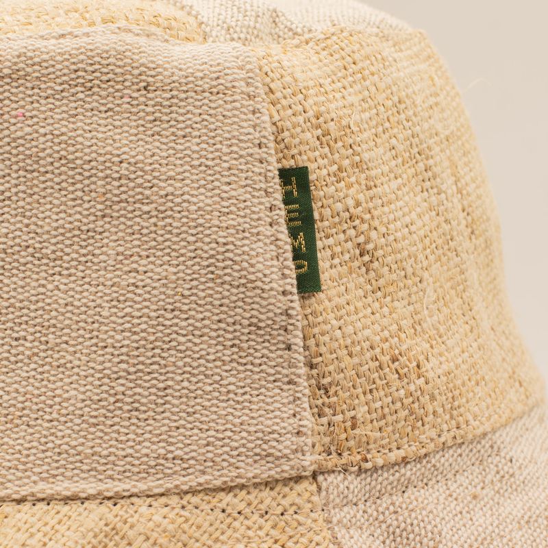Chapeau boho de festival patché en chanvre et coton - naturel