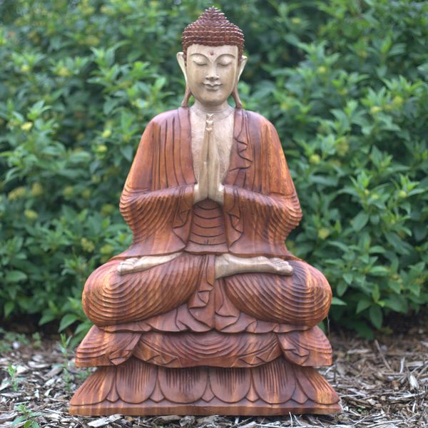 Statues de Bouddha Sculptées à la Main en Bois de Suar – Bali