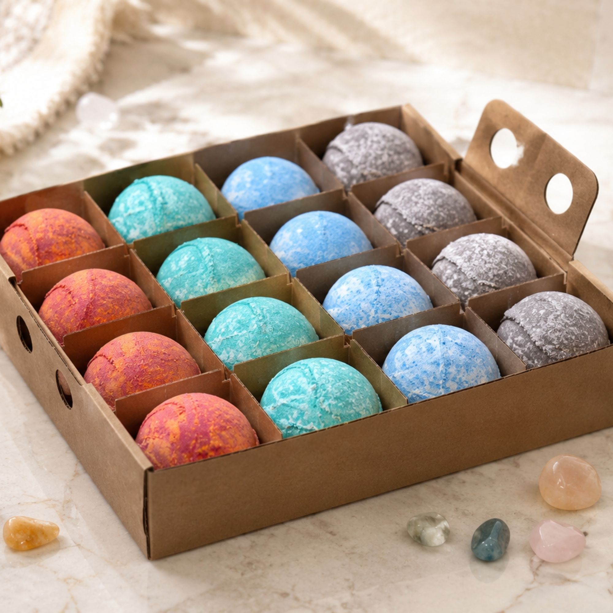 Bombes de Bain aux Cristaux – Marque Blanche