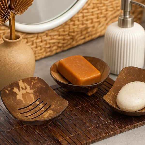 Porte-savons en noix de coco naturelle