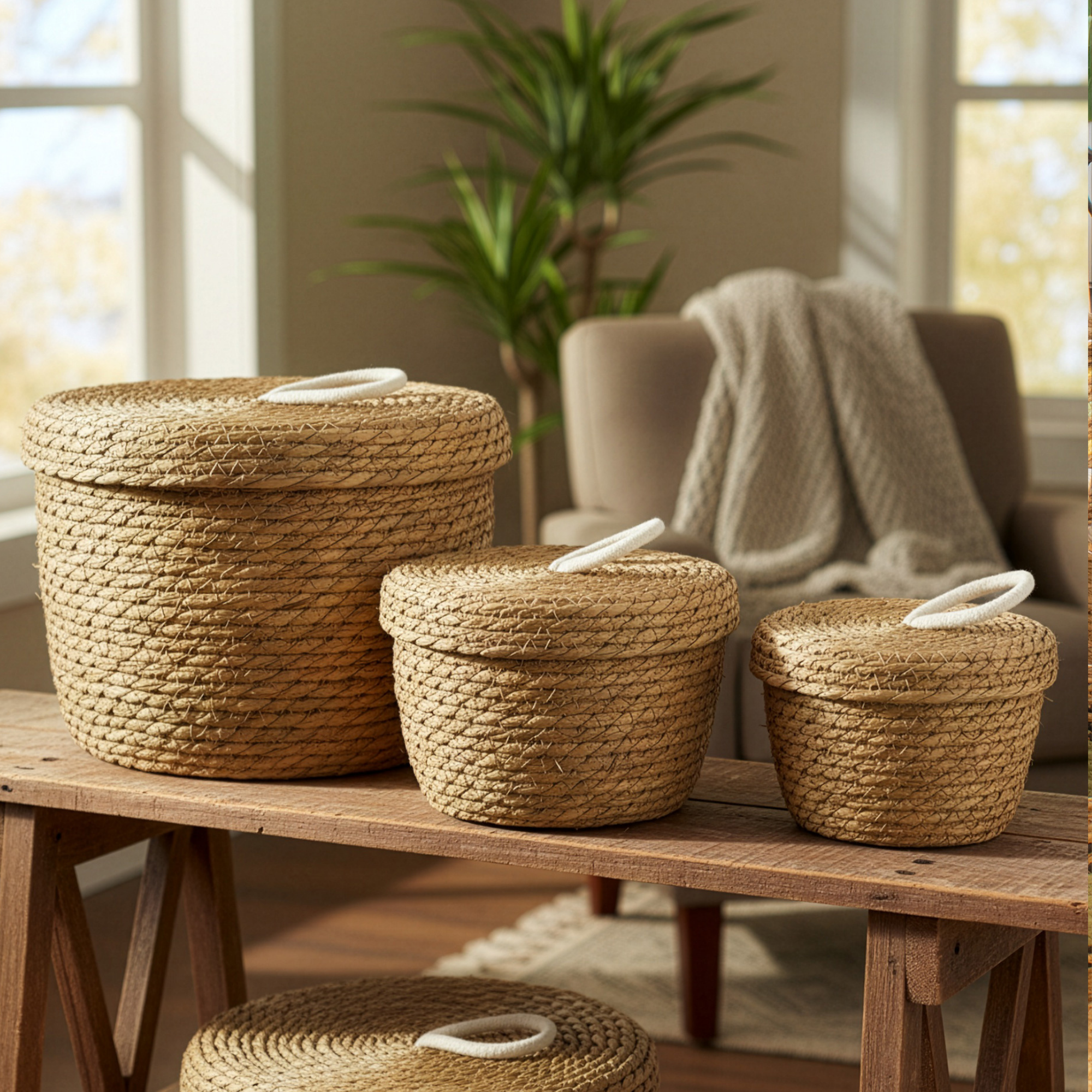 Paniers Naturels en Jonc de Mer & Fibres Végétales