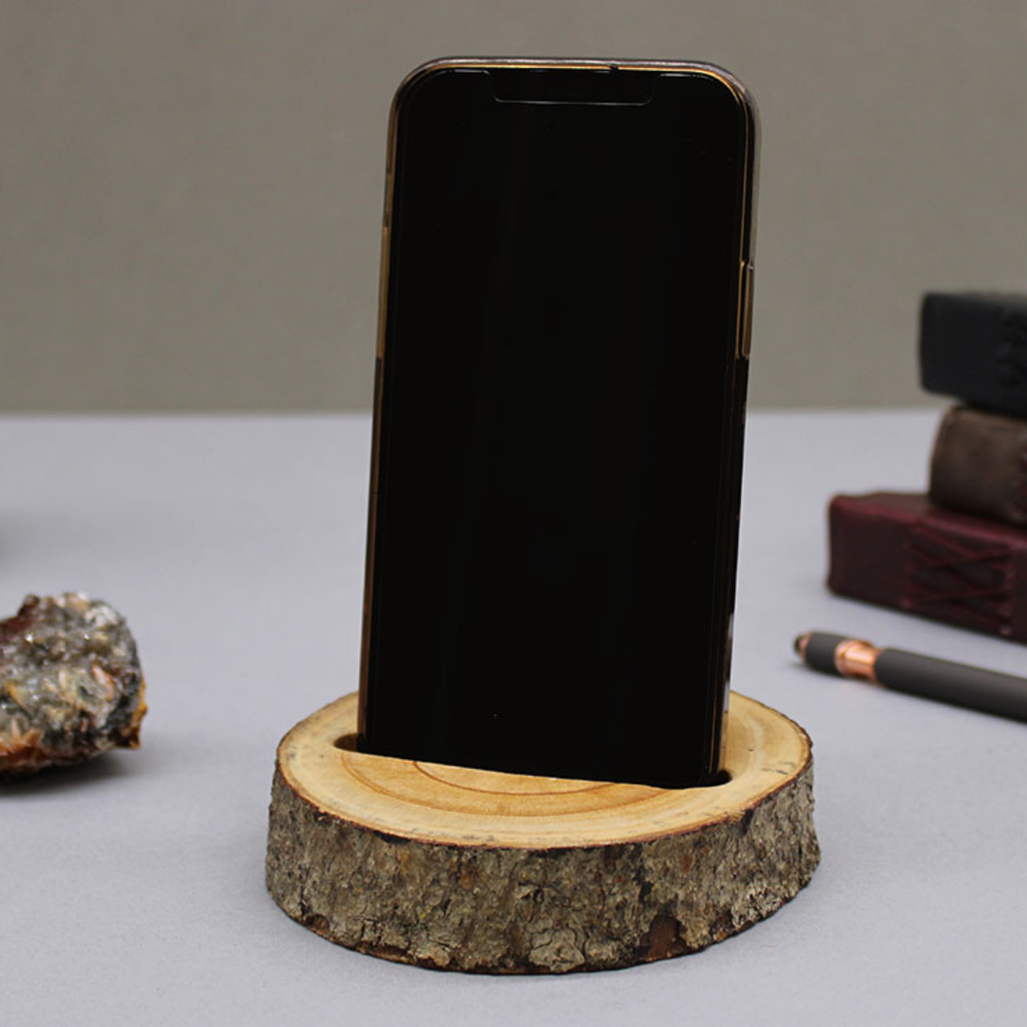 Porte Téléphone en Bois Naturel