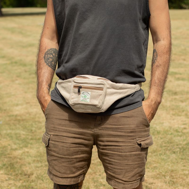 Sac banane en coton et chanvre - naturel