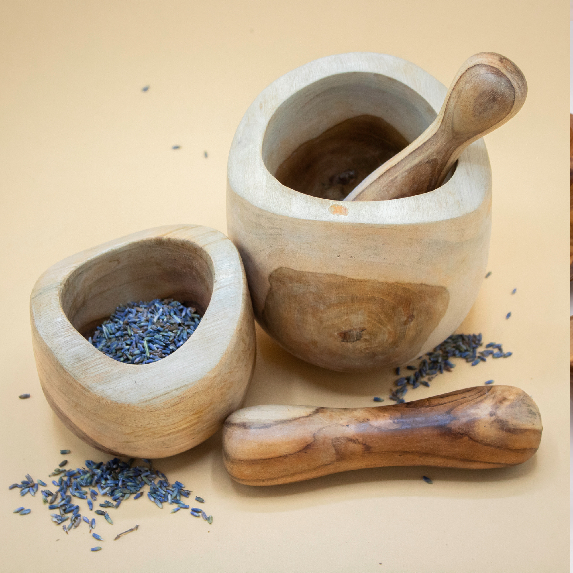 Pilon et mortier en bois de teck