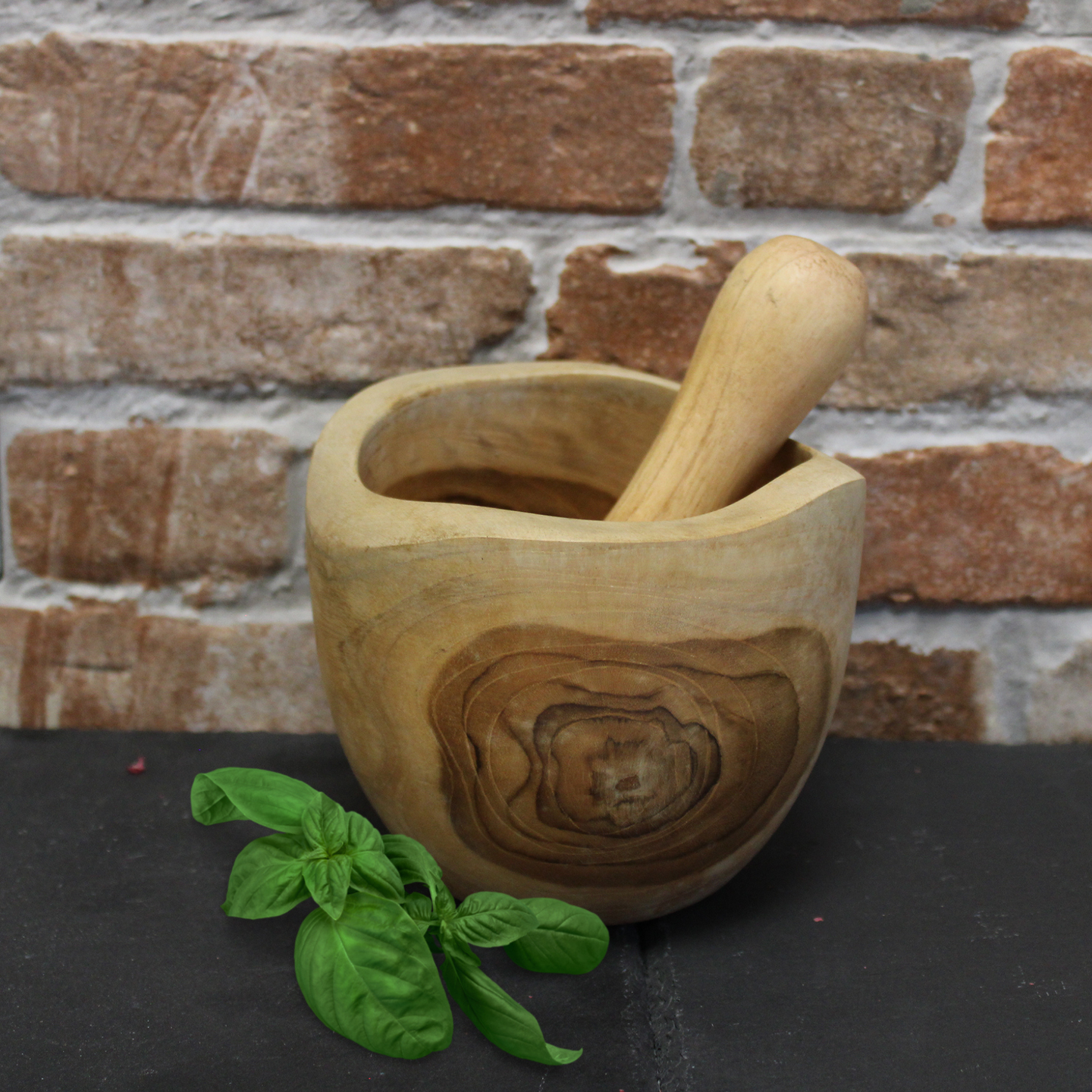 Pilon et mortier en bois de teck