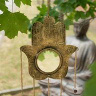 Carillons indiens - Miroir Hamsa grand - 5 cloches - 19 x 65 cm