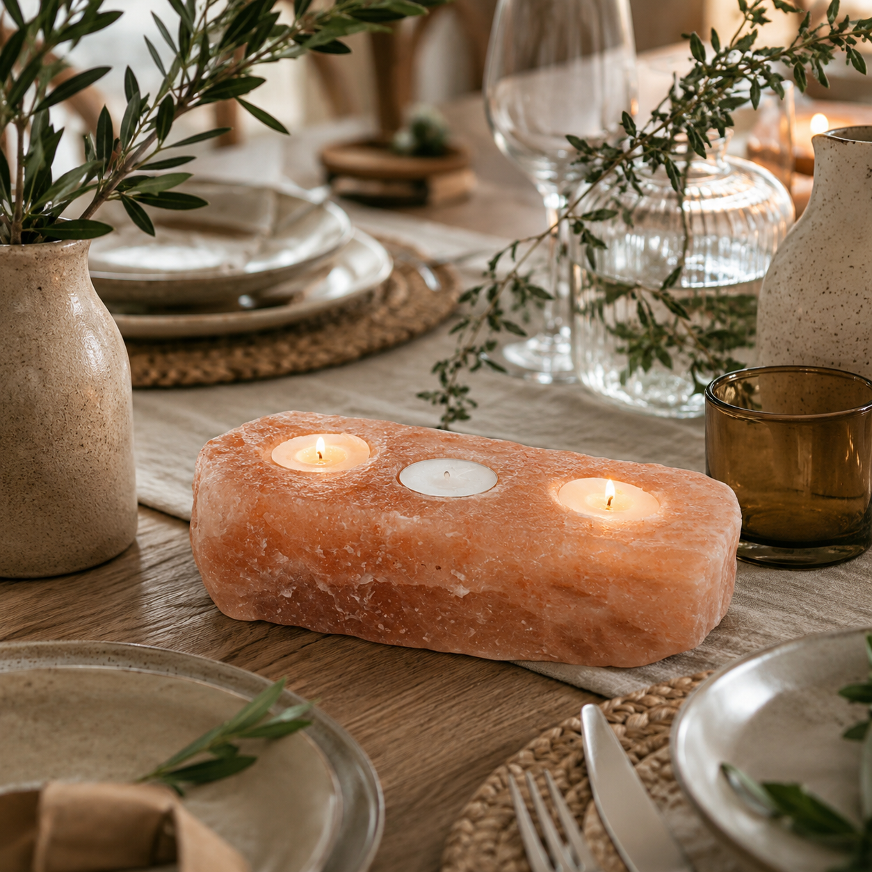 Lampes, Bougeoirs & Accessoires en Cristal de Sel de l'Himalaya