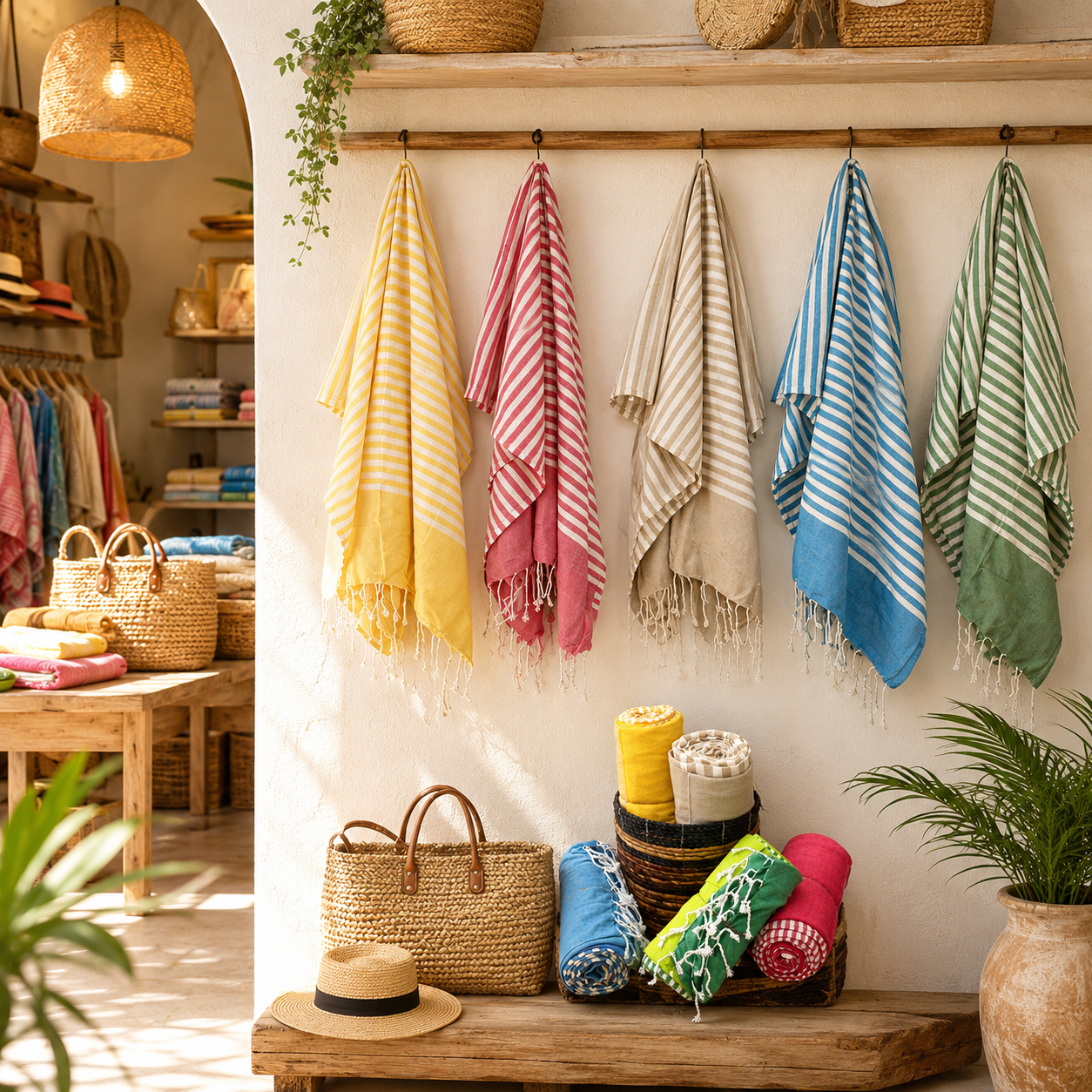 Paréos et serviettes de plage en coton