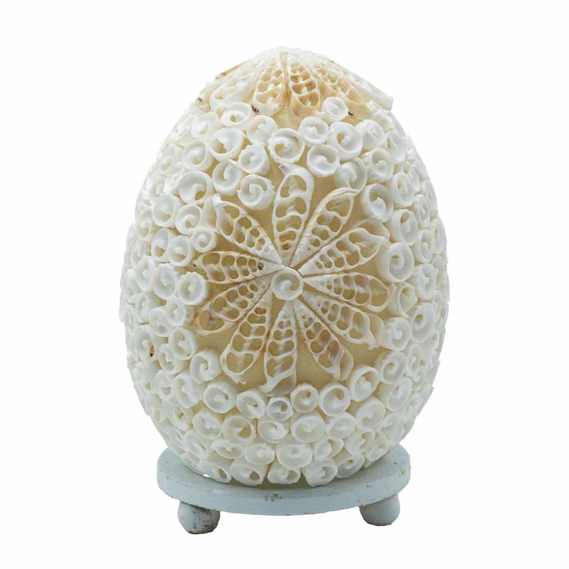 Lampe bohème en coquillage - Coquille d'art taillée ovale - 15 cm