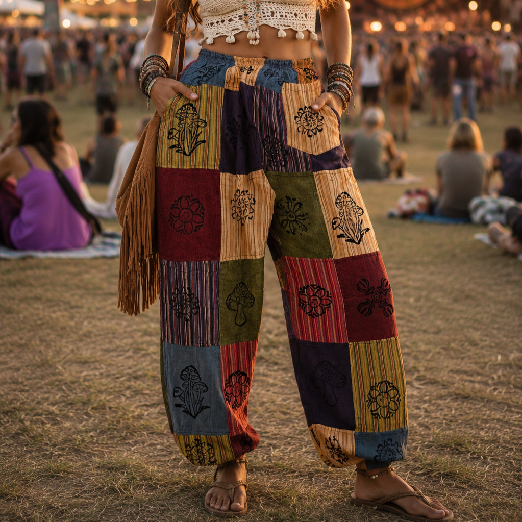 Pantalons Festival Champignons & Bandeaux Nomad Sari