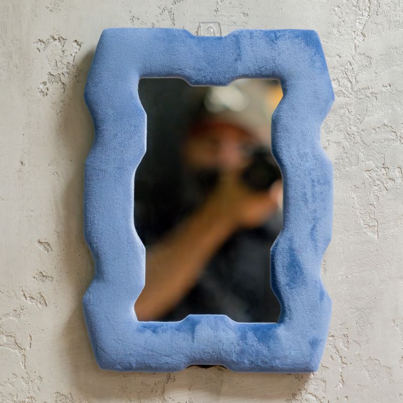 Miroir doux et ondulé - cadre épais - bleu royal