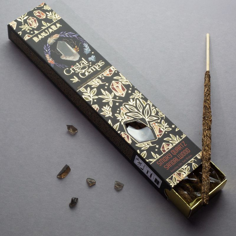 Banjara Cristal Gemas - Quartz fumé et bois de santal