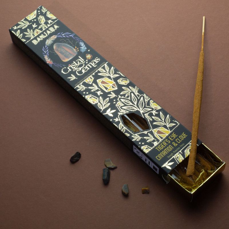 Banjara Cristal Gemmes - Œil de tigre cannelle et clou de girofle