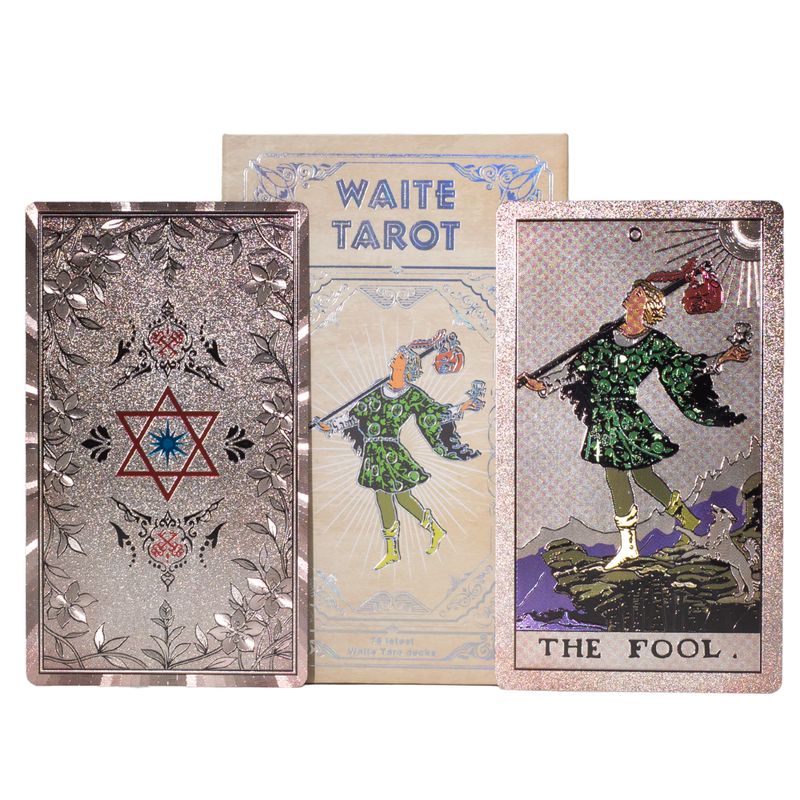 Ensemble de cartes de tarot Waite à finition argentée - avec livret