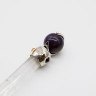 Baguette prismatique céleste - Sphère en cristal mouvante d'améthyste - Tige en quartz - 12 cm