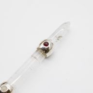 Baguette prismatique céleste - Sphère en cristal mouvante d'améthyste - Tige en quartz - 12 cm