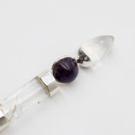 Bâton de l'Axe de Grâce - Sphères d'améthyste et de quartz rose, tige en quartz - 12 cm