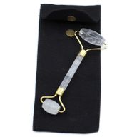Rouleau pour le visage en pierre gemme - quartz cristal de roche avec pochette