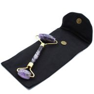 Rouleau facial en pierres précieuses - Améthyste avec pochette