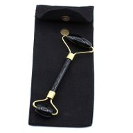 Rouleau facial en pierre précieuse - obsidienne noire avec pochette