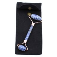 Rouleau facial en pierres précieuses - sodalite avec pochette
