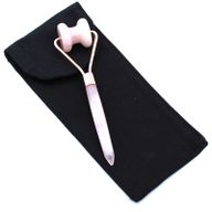 Rouleau pour la ligne de la mâchoire en pierre précieuse - quartz rose avec étui
