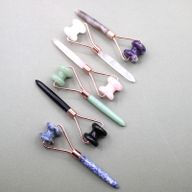 Rouleau pour la mâchoire en pierre précieuse - Quartz de roche avec pochette