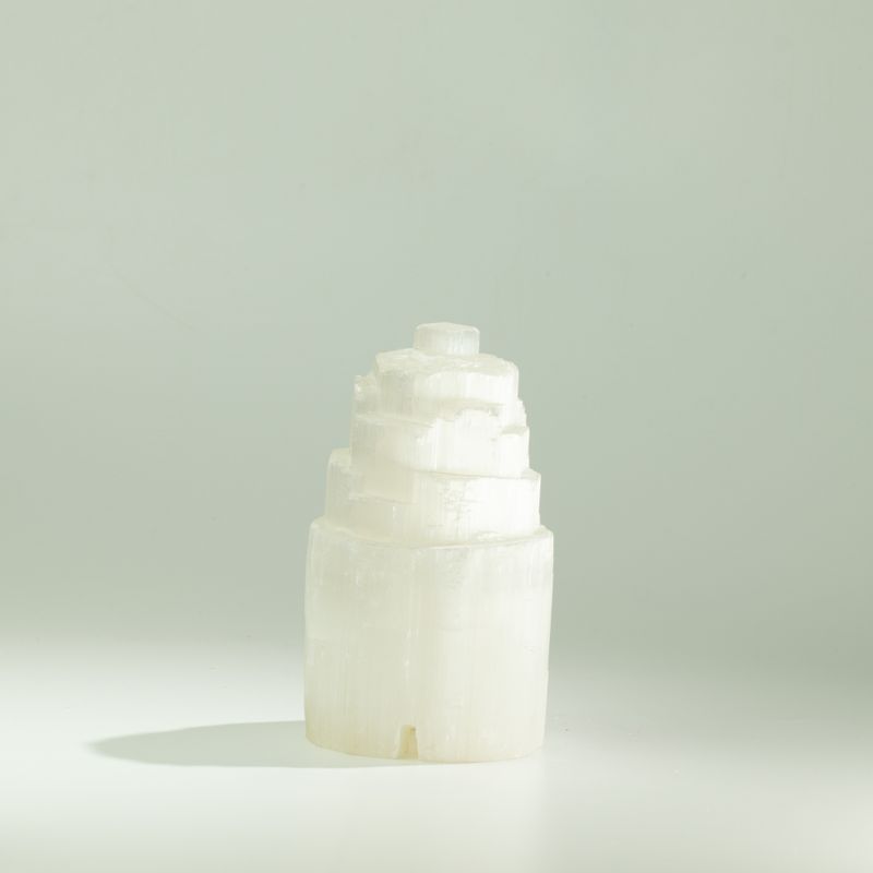 Lampe colonne en sélénite naturelle - 15 cm