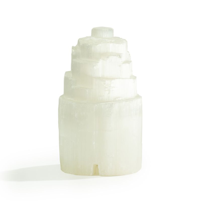 Lampe colonne en sélénite naturelle - 15 cm