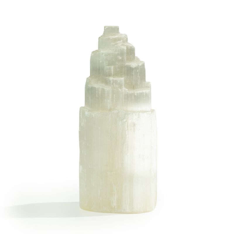 Lampe colonne en sélénite naturelle - 20 cm