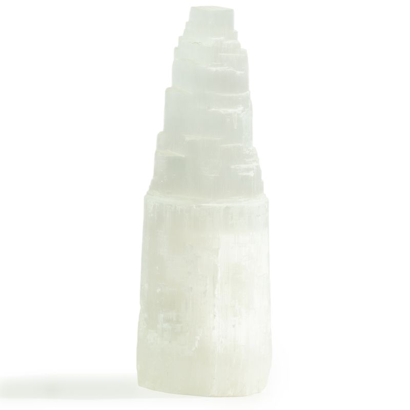 Lampe de tour en sélénite naturelle - 25 cm