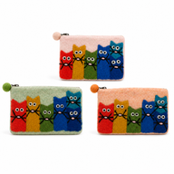 Porte-monnaie en feutre du Groupe Chat Curieux - (3 couleurs assorties)