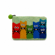 Porte-monnaie en feutre du Groupe Chat Curieux - (3 couleurs assorties)