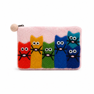 Porte-monnaie en feutre du Groupe Chat Curieux - (3 couleurs assorties)