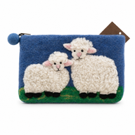 Pochette zippée en feutre de mouton, style campagne classique (3 assorties)