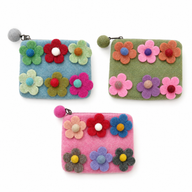 Six pochettes en feutre à fermeture éclair à motifs floraux (3 assorties)