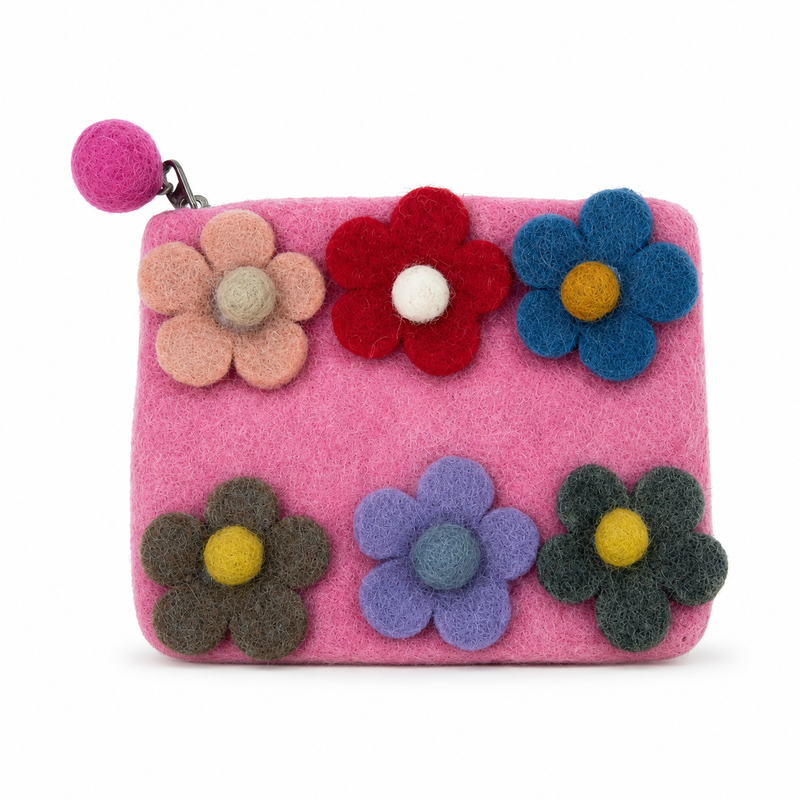Six pochettes en feutre à fermeture éclair à motifs floraux (3 assorties)