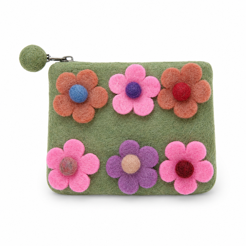 Six pochettes en feutre à fermeture éclair à motifs floraux (3 assorties)