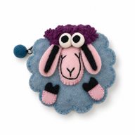 Pochette zippée en feutre aux couleurs vives 'Happy Sheep' (3 assorties)