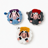 Pochette zippée en feutre aux couleurs vives 'Happy Sheep' (3 assorties)