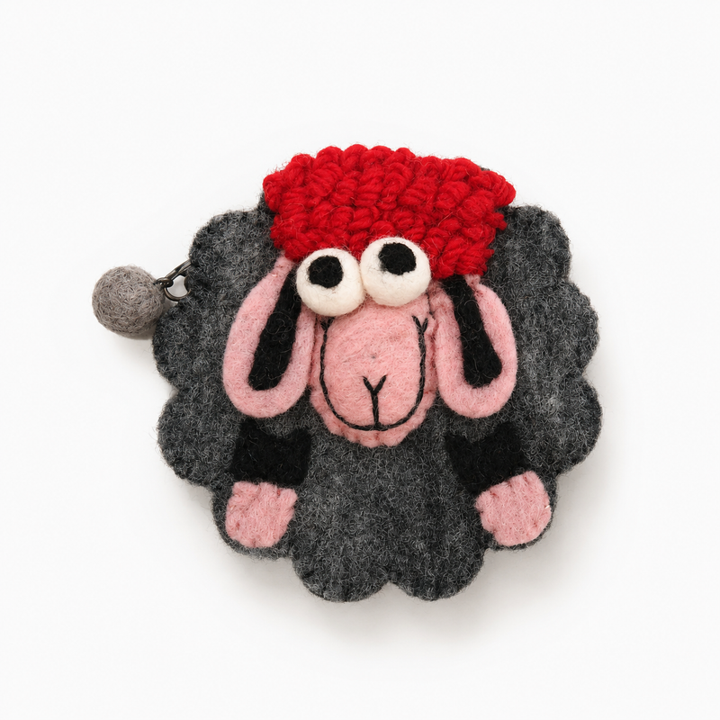Pochette zippée en feutre aux couleurs vives 'Happy Sheep' (3 assorties)