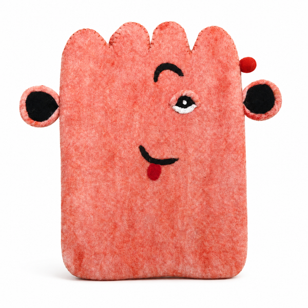 Pochette pour ordinateur portable en feutre - Visage mignon rose
