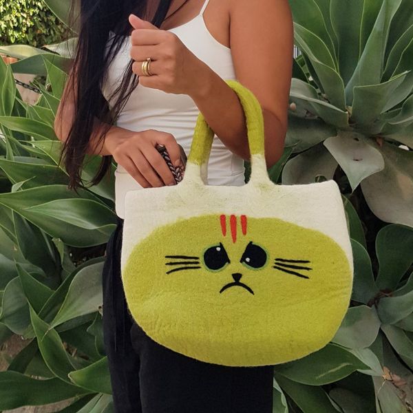 Grand sac feutré Grumpy Cat