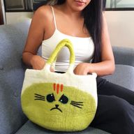 Grand sac feutré Grumpy Cat