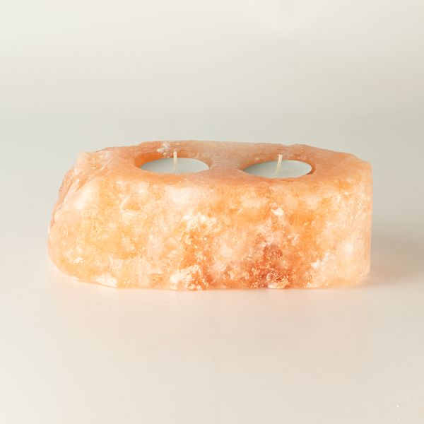 Bougeoirs en cristal de Sel de l’Himalaya Brut - 2 Bougies