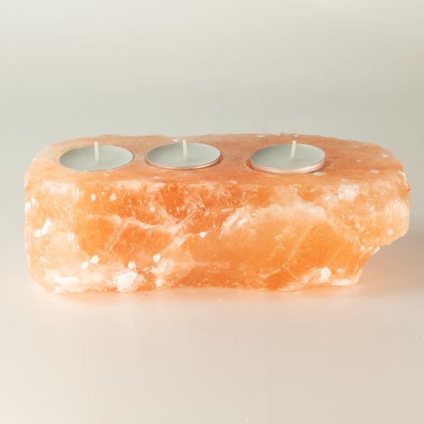 Bougeoirs en cristal de Sel de l’Himalaya Brut - 3 Bougies