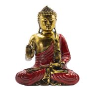 Bouddha rouge et doré - Très grand 30 cm - Mudra d'Abhaya (Sans peur)