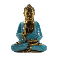 Bouddha bleu-vert et doré - Très grand 40 cm - Mudra Vitarka (Sagesse)